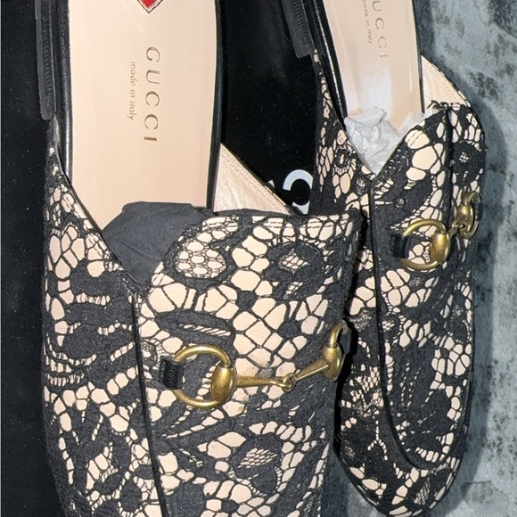 Gucci Women's Black Lace Loafers - Picture 2 of 3
